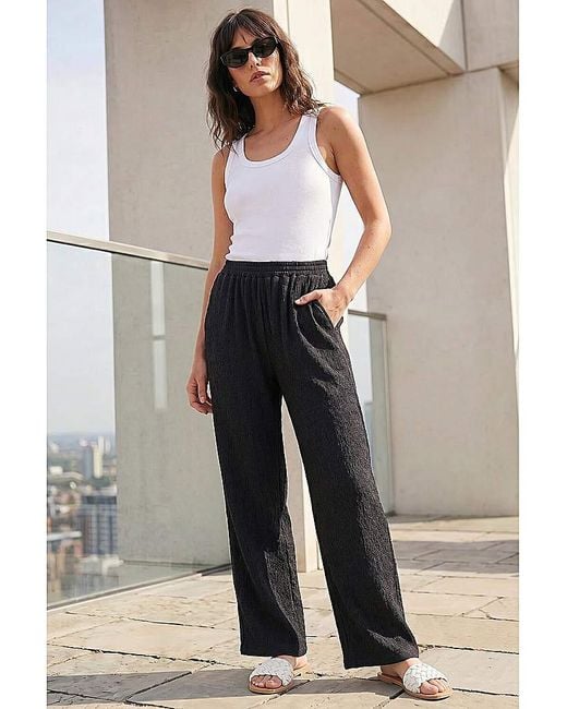 Roman Black Roman Crinkle Textured Stretch Trouser