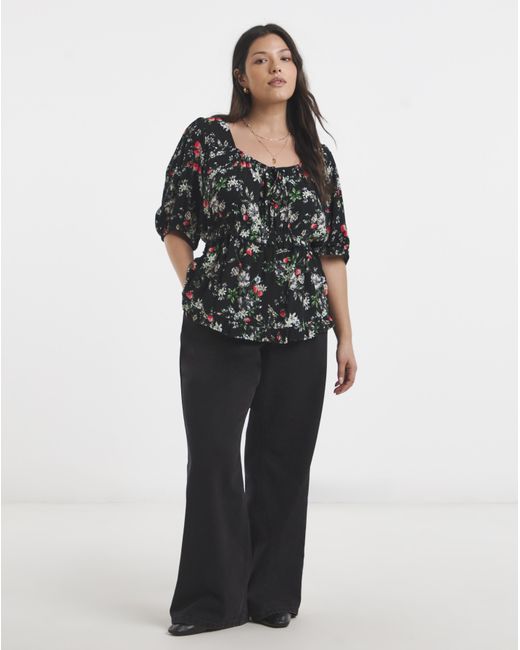 Simply Be Black Crinkle Blouse