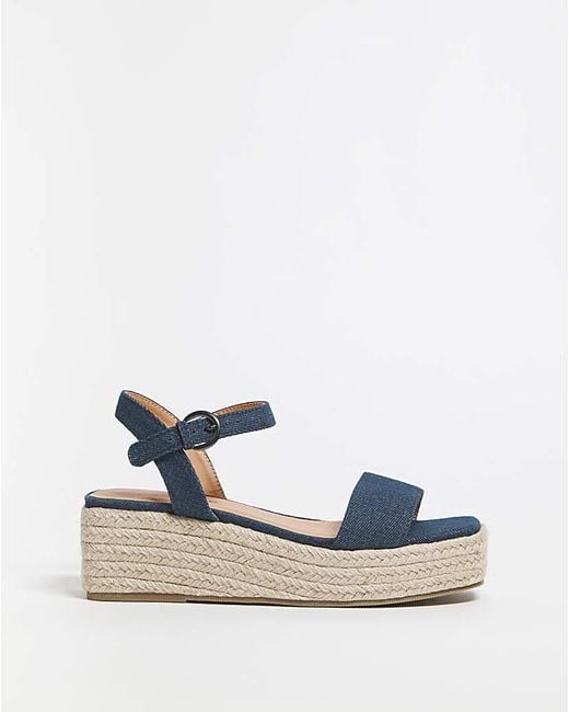 Simply Be White Square Toe Espadrille Flatform Sandals