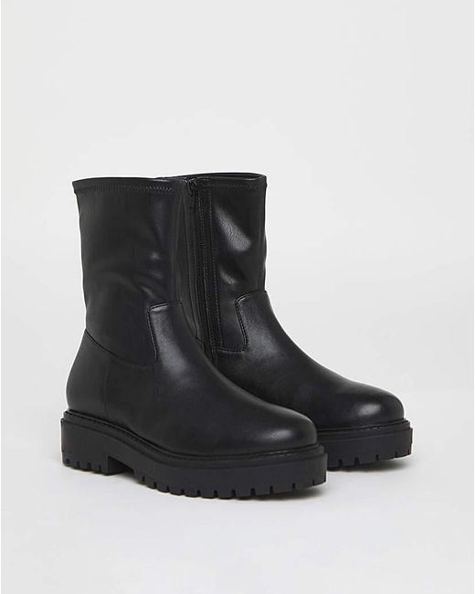 Simply Be Black Chunky Ankle Boot Extra Wide