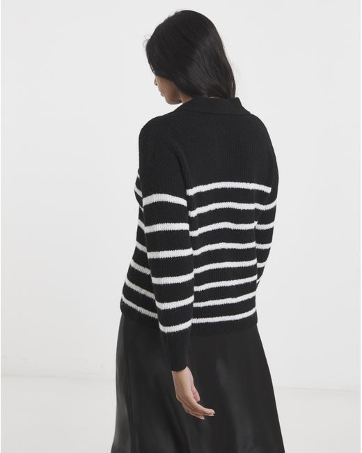 Simply Be Black V-Neck Collared Jumper