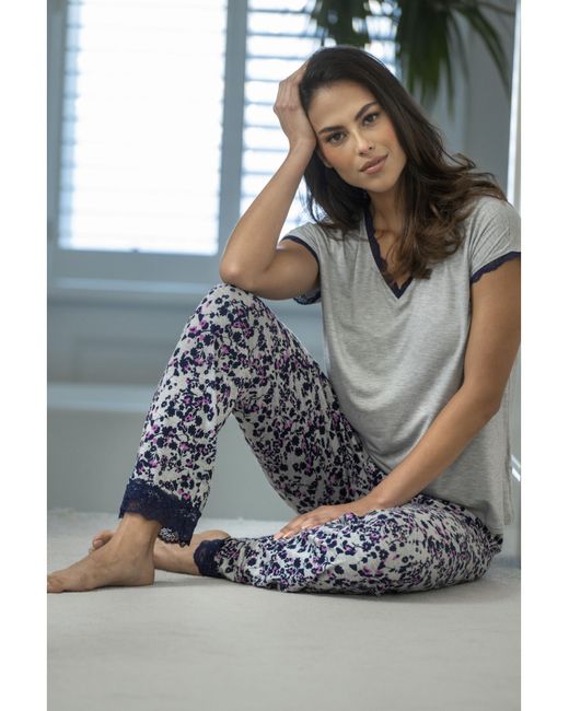 Pour Moi Blue Sofa Loves Lace Pyjama Set
