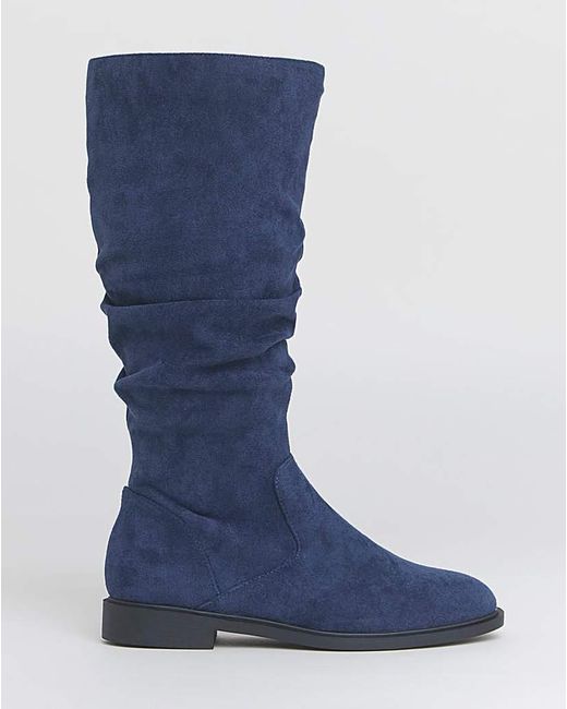 JD Williams Blue Knee High Ruched Boot E Sc