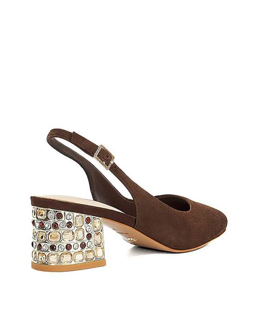 Dune Brown Catharine Suede Slingback Heel