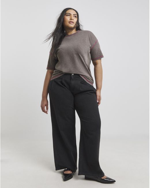 Simply Be Gray Contrast Flatlock Top