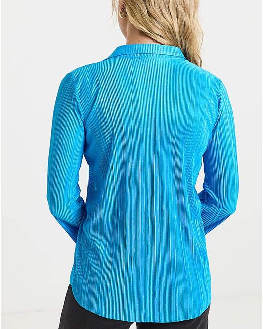 Simply Be Blue Plisse Button Down Shirt