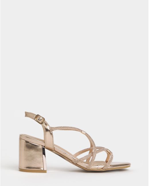 JD Williams Natural Block Heel Diamante Sandal Wide
