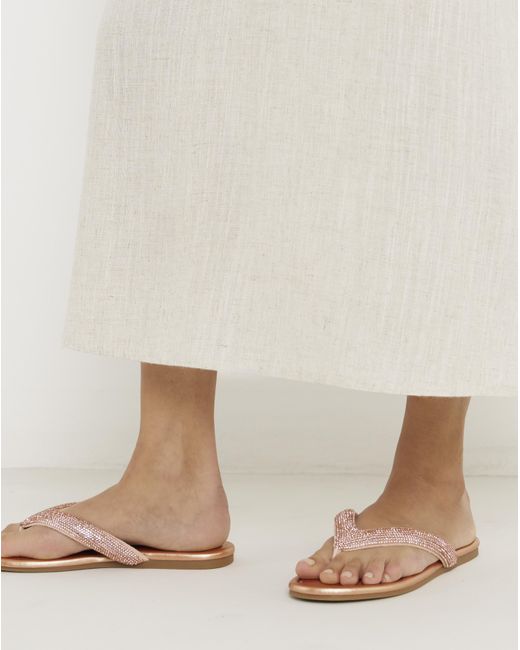 Simply Be Natural Flat Toe Post Sandals Extra Wide Fit