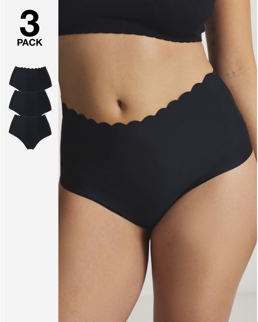 Pretty Secrets Black 3Pack Scallop No Vpl Knickers