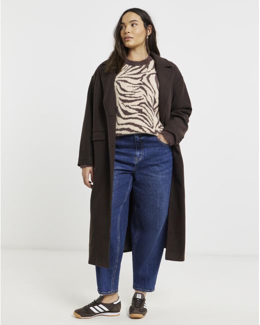 Simply Be Brown Print Crew Neck Jumper