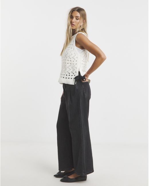 Simply Be Brown Pointelle Tie Side Vest