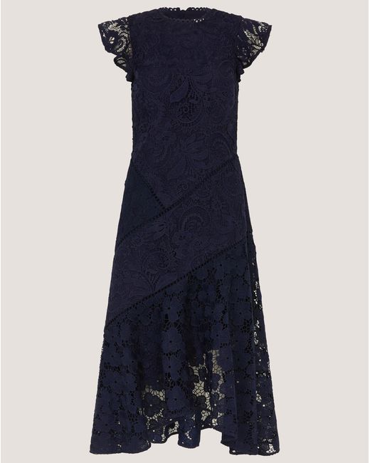 Monsoon Blue Gina Floral Lace Midi Dress