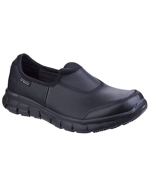 Skechers Workwear Black Skechers Sure Track Slip On Shoe