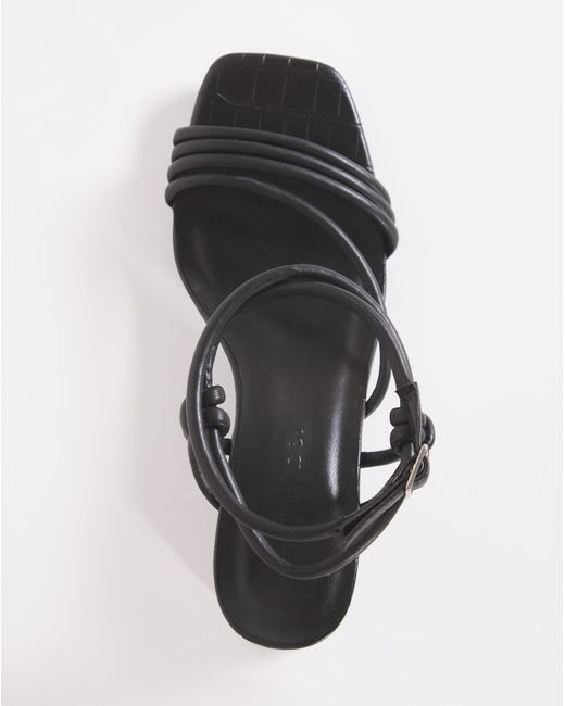 Simply Be White Ankle Strappy Block Heel Sandals Ex Wide