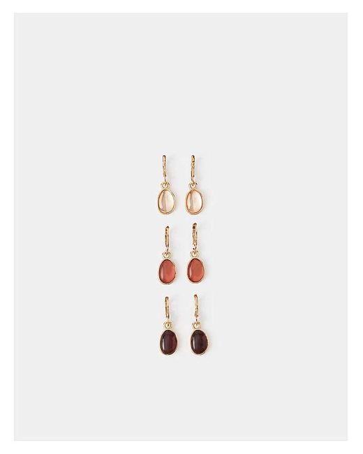 Accessorize White 3-Pack Stone Drop Earrings