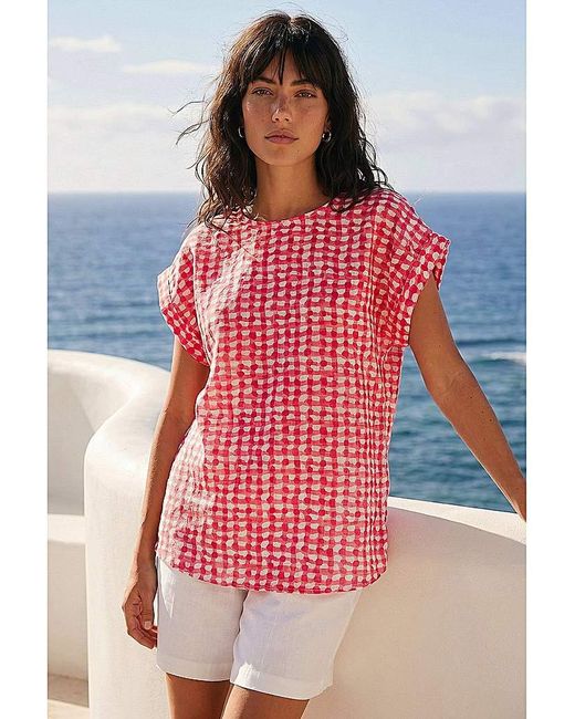 Roman Red Roman Spotted Dot Print Shell Top