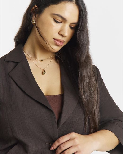 Simply Be Brown Soft Twill Angel Sleeve Chuck On Blazer