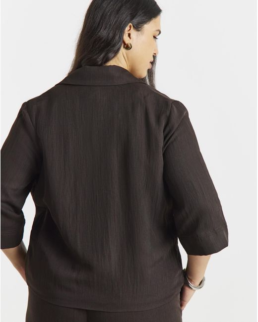 Simply Be Brown Soft Twill Angel Sleeve Chuck On Blazer
