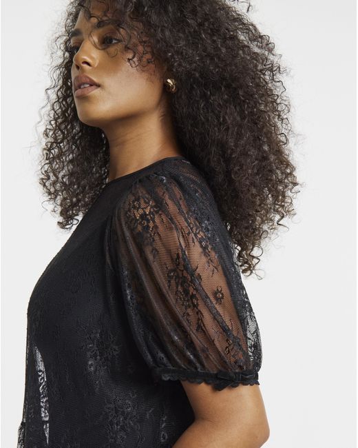 Simply Be Black Lace Peplum Top