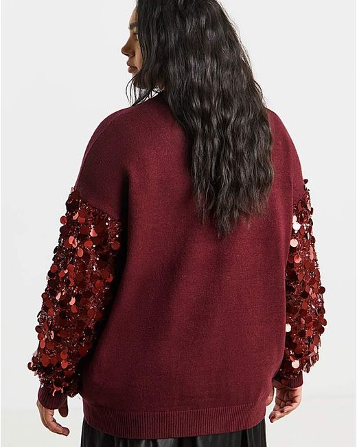 Lovedrobe Red Sequin Sleeve Jumper