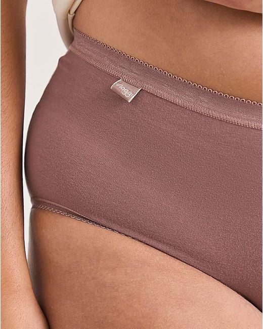 Sloggi Pink 3Pk Basic Midi Knicker Cocoa Mult