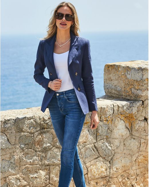 Sosandar Blue Tuxedo Blazer Jacket