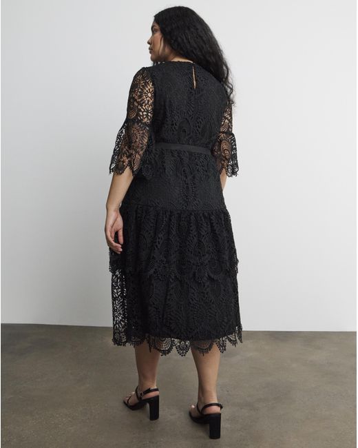 Joanna Hope Black Structured Lace Dress