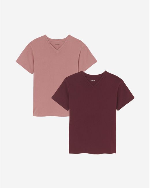 Simply Be Red 2 Pack High V Neck Slim Fit T-Shirt