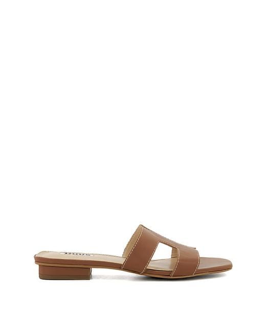 Dune Brown Loupe Slider Sandal Wide Fit