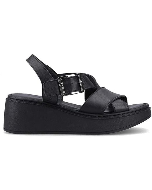 Hush Puppies Black Bretta Wedge Sandal