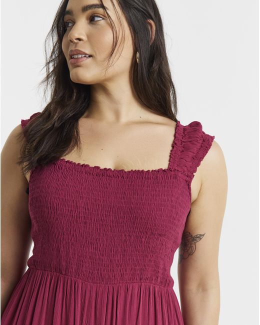 Vila Red Ankle Smock Dress