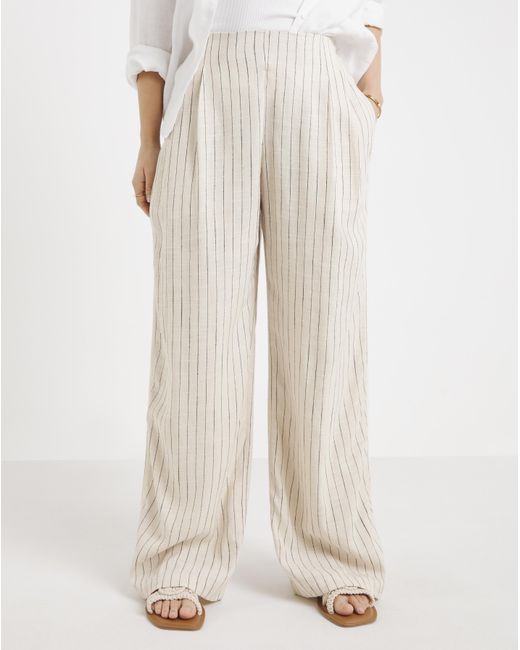 Simply Be Multicolor Pleated Linen Mix Wide Leg Trouser