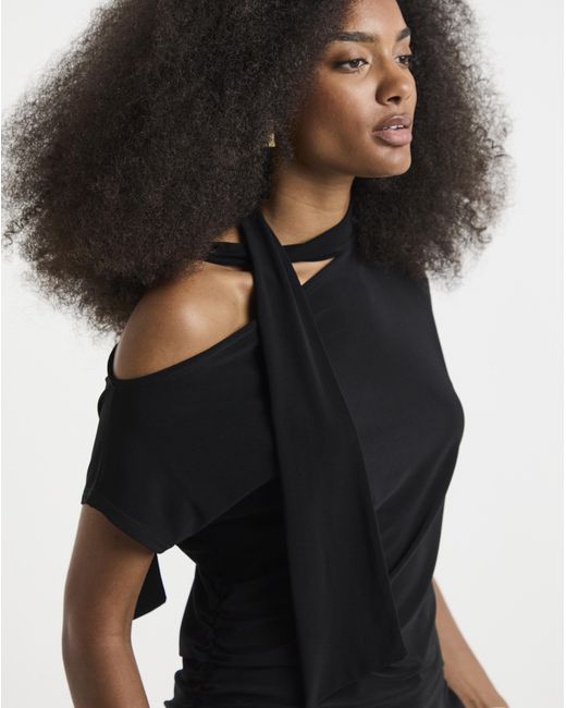 Simply Be Black Off The Shoulder Scarf Top