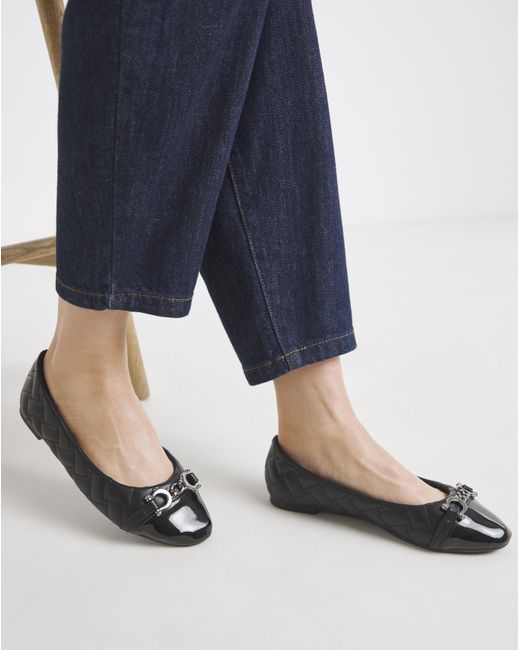 JD Williams Blue Quilted Ballerina With Trim Wide