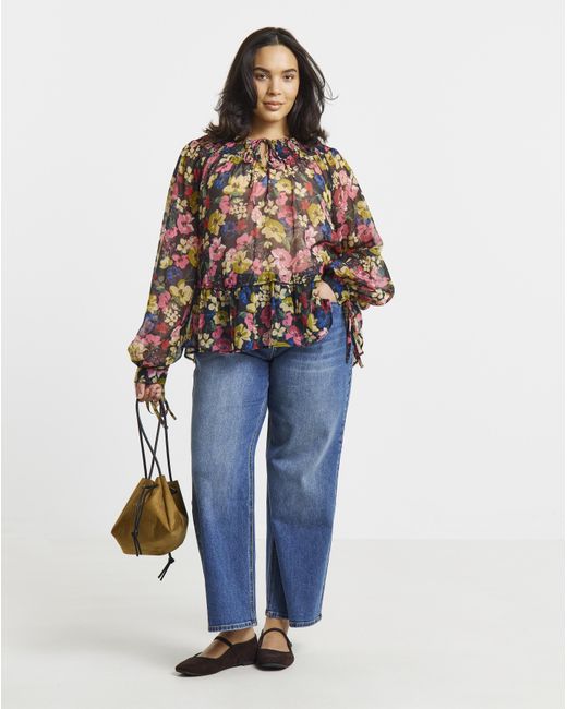 Simply Be Multicolor Shirred Blouse