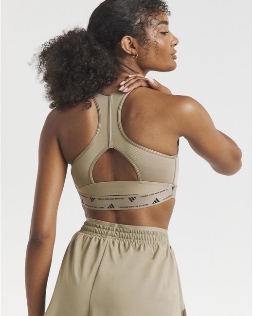 Adidas Brown Performance Medium Support Bra