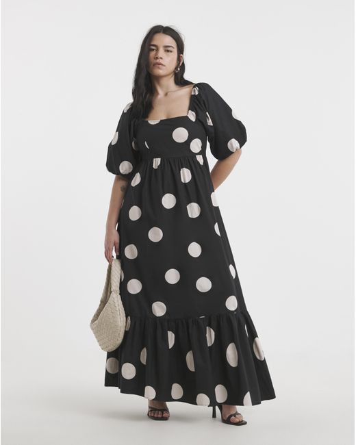 Simply Be White Spot Printed Cotton Maxi Dress