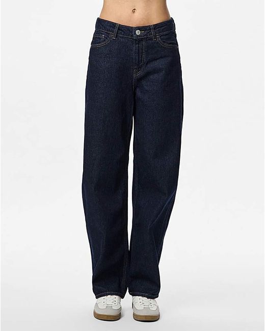 Pieces Blue Grace Mid Waist Barrel Jean 32