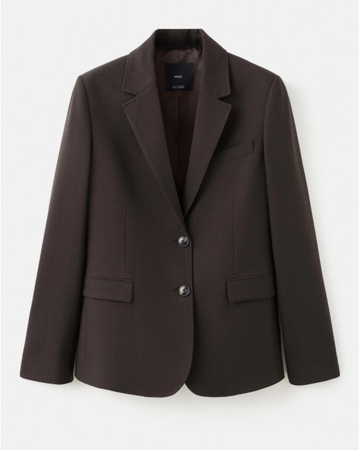 Mango Blue Straight-Fit Suit Blazer