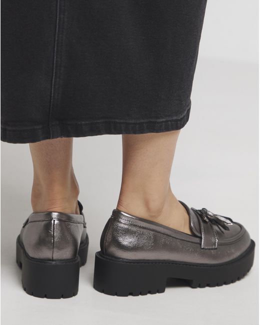 Simply Be Black Tassle Chunky Loafer Shoes Ex Wide Fit