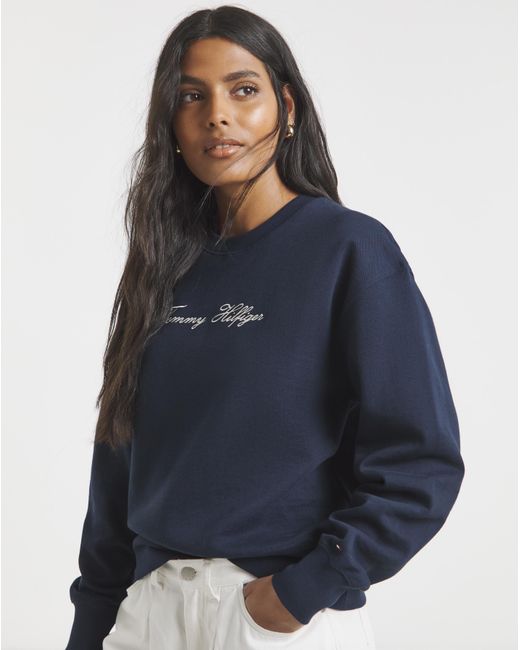 Tommy Hilfiger Blue Metallicscript Sweatshirt