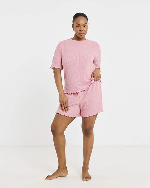 Pretty Secrets Pink Waffle Lounge Short Set
