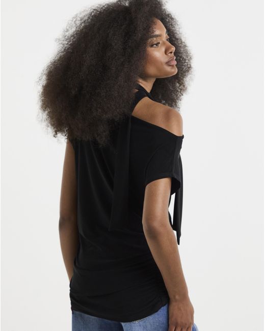 Simply Be Black Off The Shoulder Scarf Top
