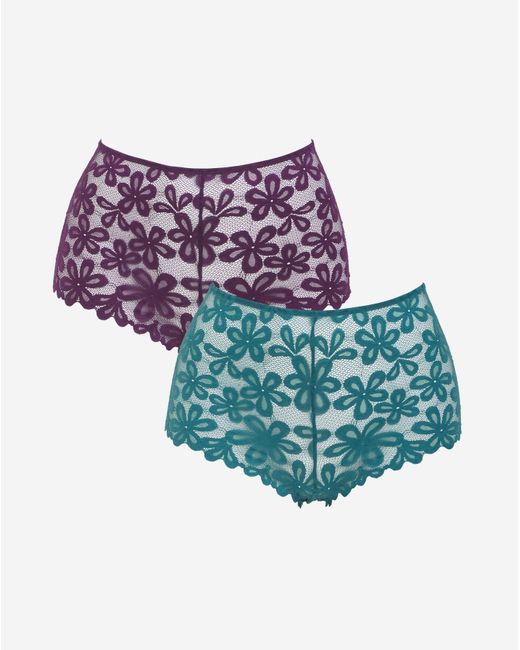 Pretty Secrets Blue 2 Pack Daisy Lace Shorts