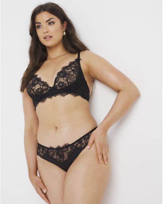 Figleaves Black Pulse Lace Brazilian