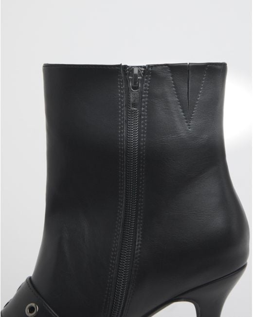 Simply Be Black Kitten Heel Boots With Strap Wide