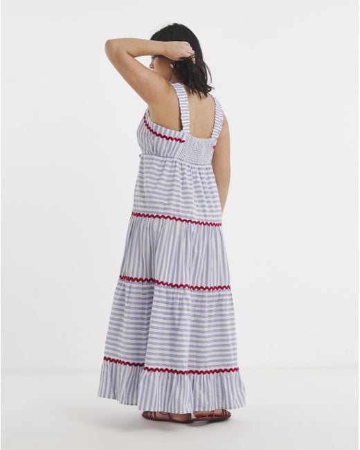 Simply Be White Maxi Dress With Ric Rac Trim