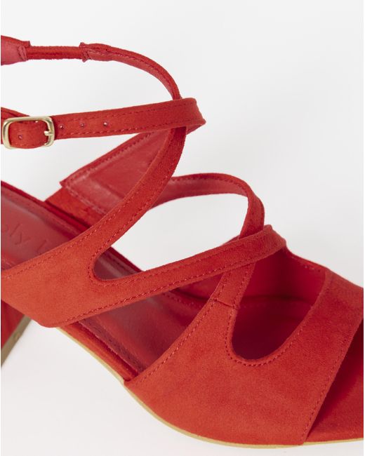 Simply Be Red Cross Over Strappy Heel Extra Wide Fit