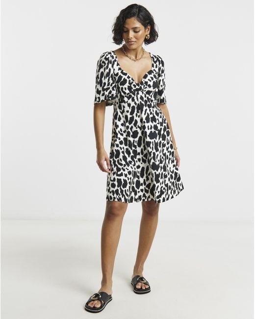 Simply Be Black Supersoft Knot Front Skater Dress