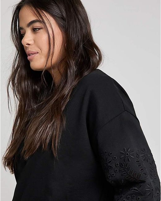 Simply Be Black Cut Work Sweatshirt